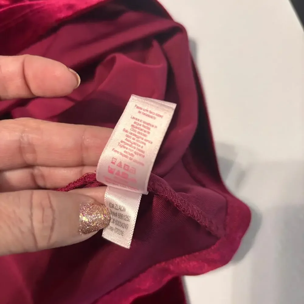 Oscar de la Renta Pink Label Burgundy Velour Lounge Dress Nightgown S/M